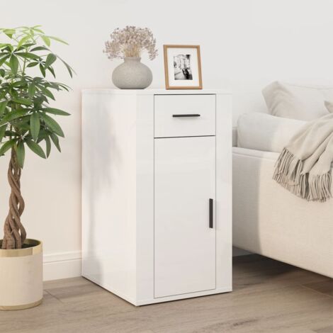 Armario de escritorio contrachapada blanco brillo 40x49x75 cm vidaXL