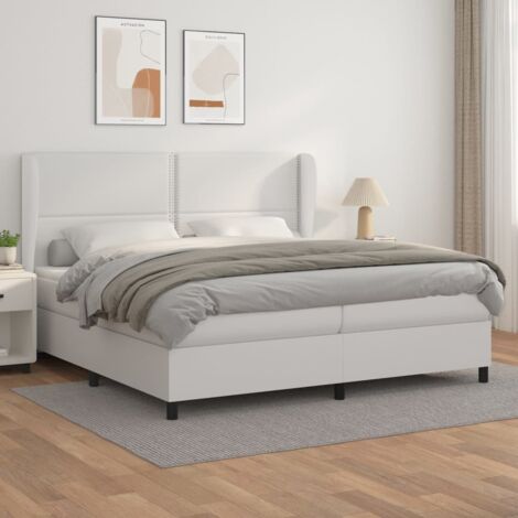 Cama box spring con colchón cuero sintético blanco 200x200 cm vidaXL