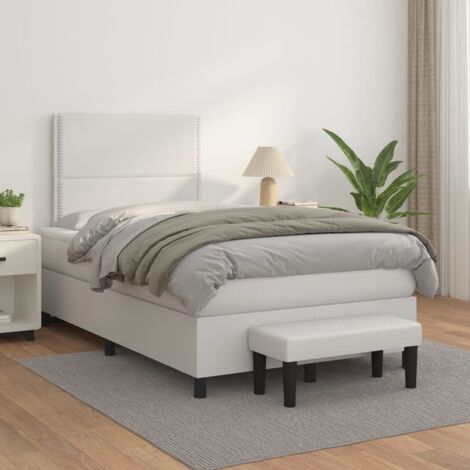Cama box spring con colchón cuero sintético blanco 120x200 cm vidaXL (1/5)