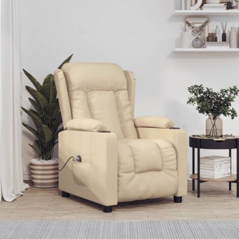 Sillón reclinable eléctrico de tela crema vidaXL