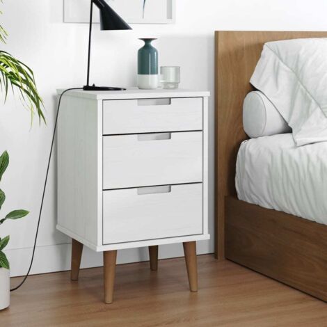 Mesita de noche MOLDE madera maciza de pino blanca 40x35x65 cm vidaXL