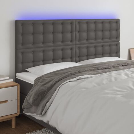 Cabecero con luces LED cuero sintético gris 160x5x118/128 cm vidaXL