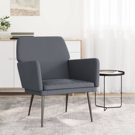 Sillón de terciopelo gris oscuro 62x79x79 cm vidaXL (1/5)