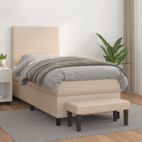 Cama box spring con colchón cuero sintético capuchino 90x200 cm vidaXL