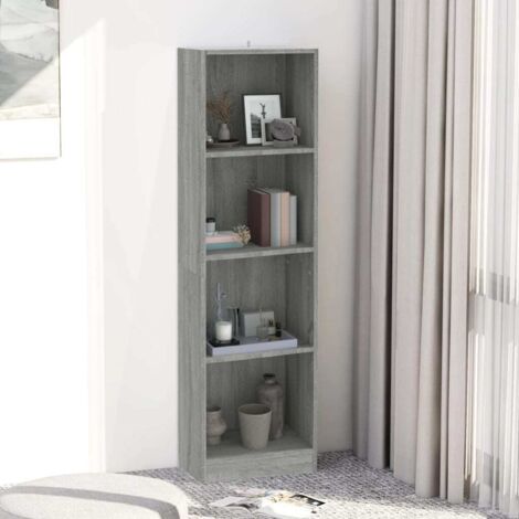 Estantería de 4 niveles contrachapada gris Sonoma 40x24x143 cm vidaXL