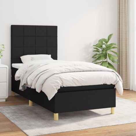 Cama box spring con colchón tela negro 90x190 cm vidaXL (1/5)