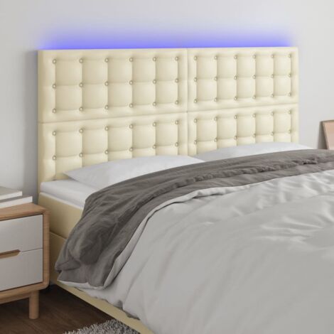 Cabecero con luces LED cuero sintético crema 200x5x118/128 cm vidaXL