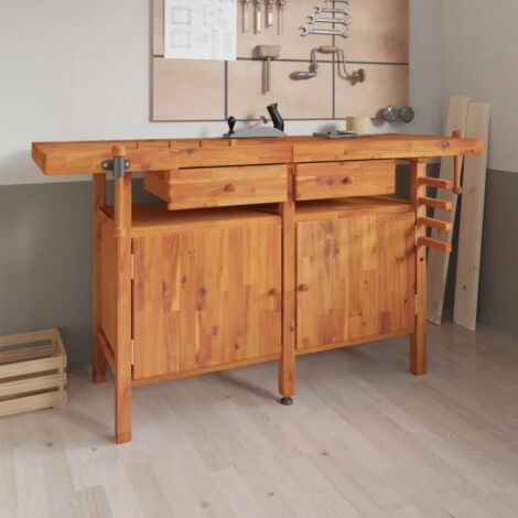 Banco de trabajo cajones y tornillos banco madera 162x62x83 cm vidaXL