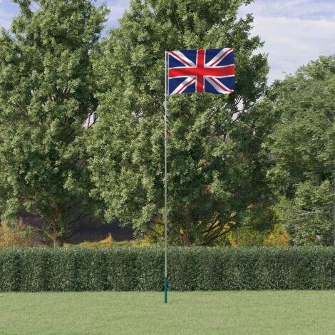 Mástil y bandera de Reino Unido aluminio 5,55 m vidaXL