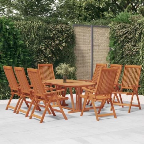 Sillas de jardín plegables 8 uds madera maciza de eucalipto vidaXL