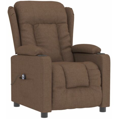 Sillón reclinable eléctrico de tela marrón vidaXL