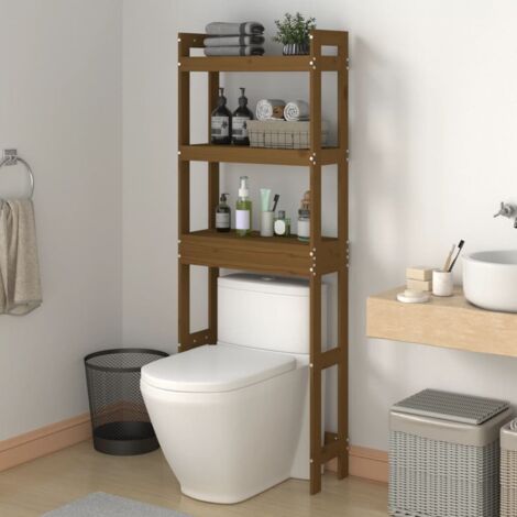 Estante de baño madera maciza de pino marrón miel 63x26x171 cm vidaXL