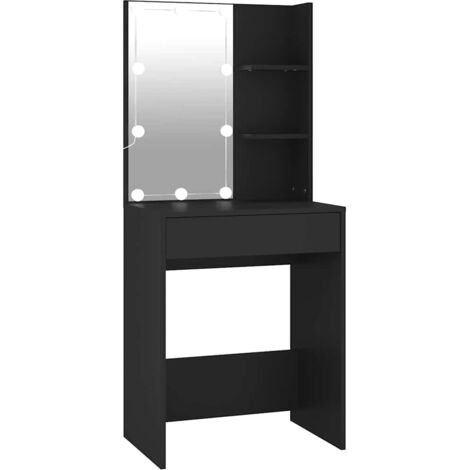Tocador con luces LED negro 60x40x140 cm vidaXL
