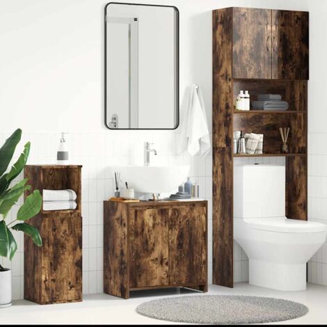 Armario de baño madera contrachapada roble ahumado 60x33x61 cm vidaXL