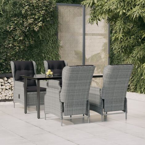 Juego de comedor de jardín 5 piezas ratán sintético gris claro vidaXL