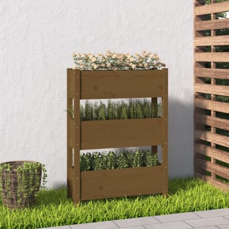 Jardinera de madera maciza de pino marrón miel 77x25x104,5 cm vidaXL (1/5)