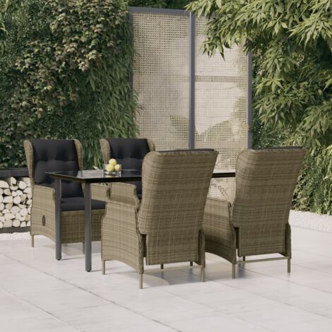 Juego de comedor de jardín 5 piezas ratán sintético marrón vidaXL