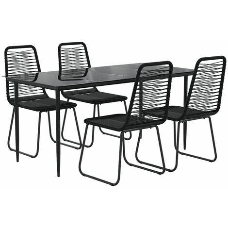 Juego de comedor para jardín 5 piezas negro vidaXL (1/5)