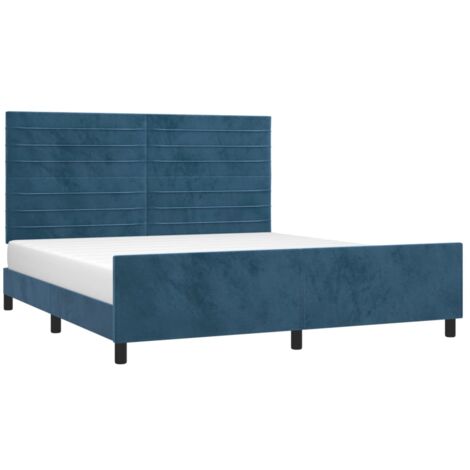 Estructura cama con cabecero terciopelo azul oscuro 180x200 cm vidaXL (1/5)