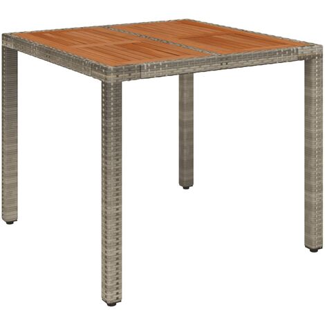 Mesa de jardín superficie de madera ratán PE gris 90x90x75 cm vidaXL (1/5)