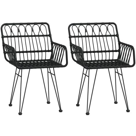 Sillas de jardín reposabrazos 2 uds ratán PE negro 56x64x80 cm vidaXL (1/6)
