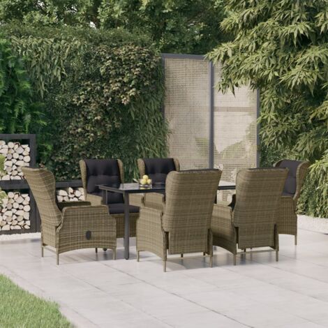 Juego de comedor para jardín 7 piezas ratán sintético marrón vidaXL (1/5)