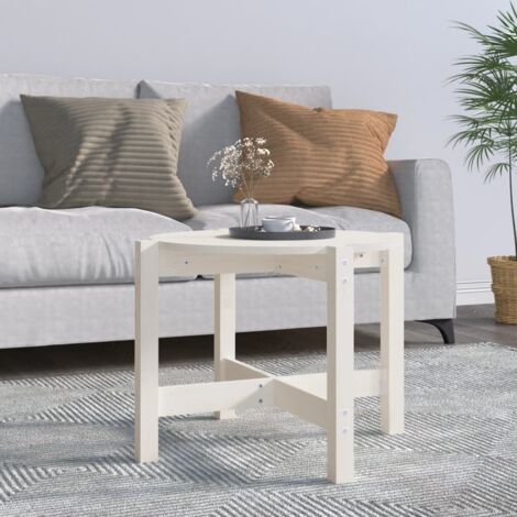 Mesa de centro de madera maciza de pino blanco 62,5x45 cm vidaXL (1/5)