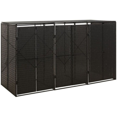 Cobertizo para 3 contenedores de basura ratán PE 207x80x117 cm vidaXL