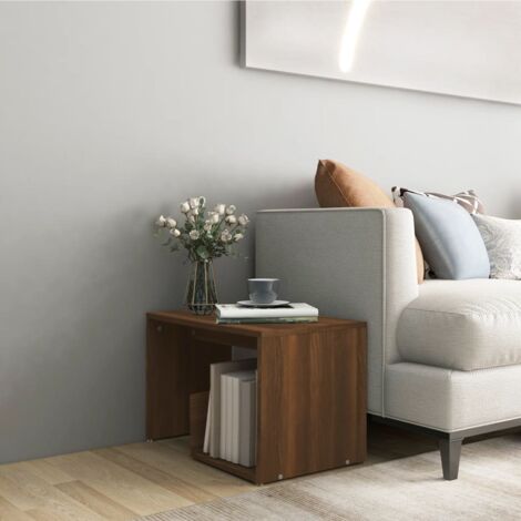 Mesa auxiliar madera contrachapada roble marrón 59x36x38 cm vidaXL