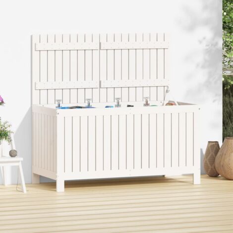 Caja de almacenaje jardín madera de pino blanco 121x55x64 cm vidaXL