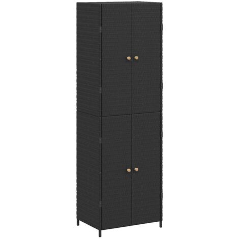 Armario de almacenaje de jardín ratán PE negro 59x40x180 cm vidaXL