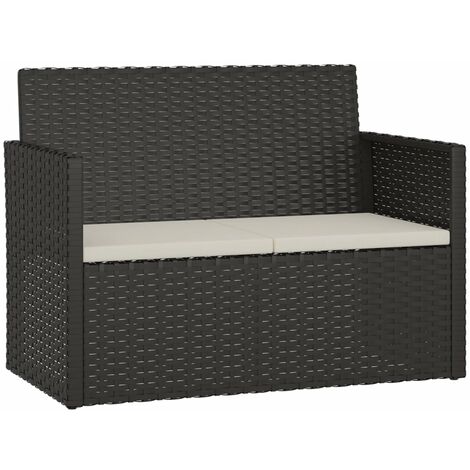 Banco de jardín con cojines ratán sintético negro 105 cm vidaXL