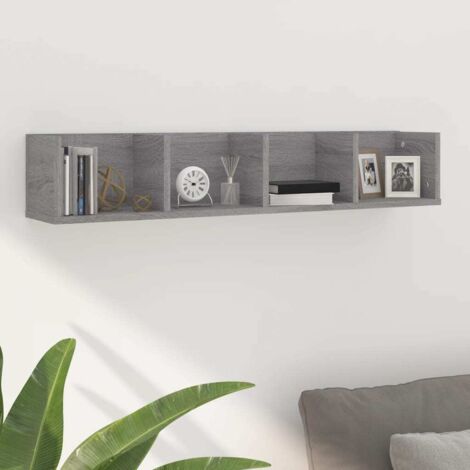Estante de pared para CD madera contrachapada gris 100x18x18 cm vidaXL