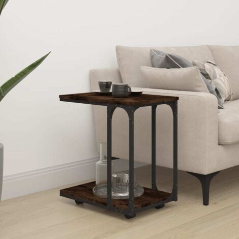 Mesa auxiliar con ruedas madera roble ahumado 50x35x55,5 cm vidaXL