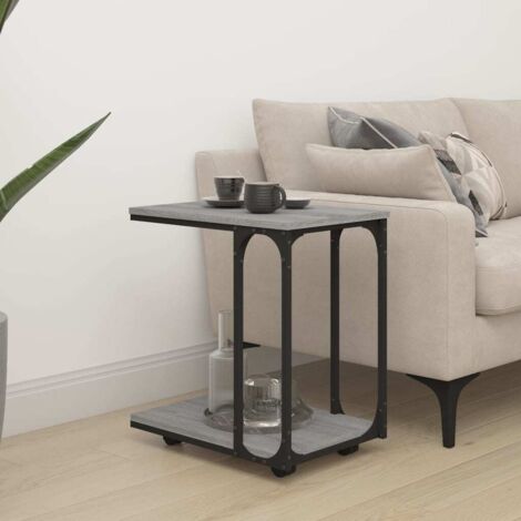 Mesa auxiliar con ruedas madera gris Sonoma 50x35x55,5 cm vidaXL