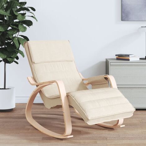 Silla mecedora de tela color crema vidaXL