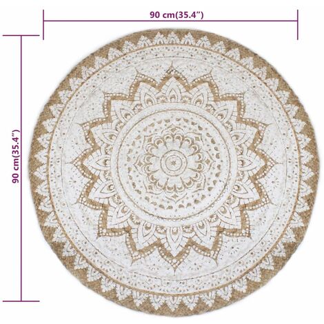 Alfombra redonda con estampado yute trenzado 90 cm vidaXL