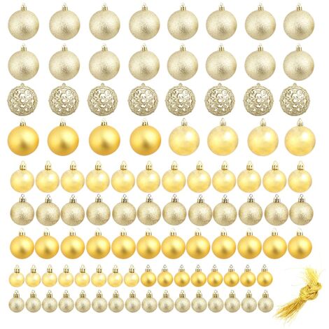 Lote de bolas de Navidad 100 unidades doradas 3/4/6 cm vidaXL