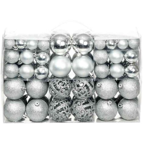 Lote de bolas de Navidad 100 unidades plateadas 3/4/6 cm vidaXL