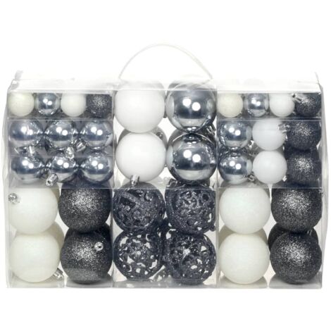 Lote de bolas de Navidad 100 unidades blanco/gris 3/4/6 cm vidaXL
