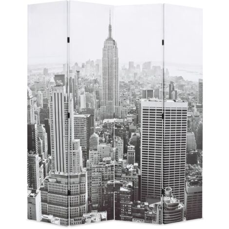 Biombo divisor plegable 160x170 cm Nueva York blanco y negro vidaXL