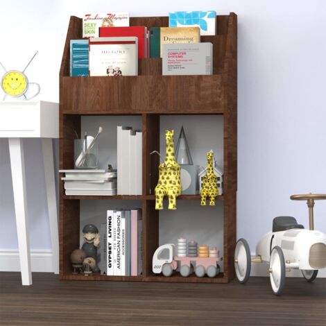 Revistero niños madera contrachapada marrón roble 71x30x114 cm vidaXL