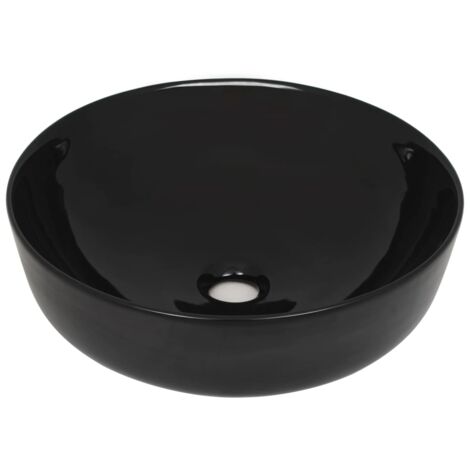 Lavabo redondo de cerámica negro 41,5x13,5 cm vidaXL