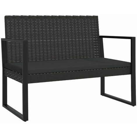 Banco de jardín con cojines ratán sintético negro 106 cm vidaXL (1/5)