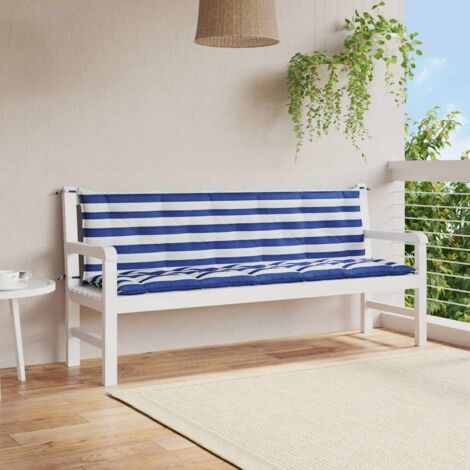 Cojines banco de jardín 2 uds tela Oxford azul y blanco a rayas vidaXL