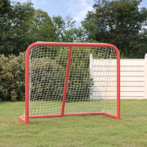 Portería de hockey poliéster rojo y blanco 183x71x122 cm vidaXL