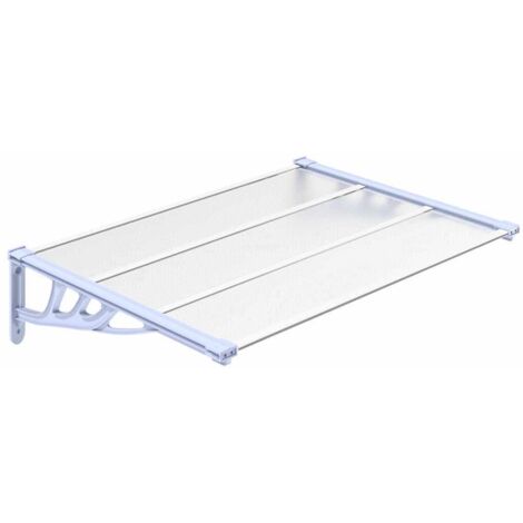 Marquesina puerta policarbonato gris y transparente 122x90 cm vidaXL