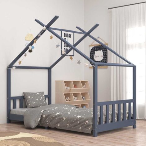 Estructura de cama infantil madera maciza pino gris 90x200 cm vidaXL
