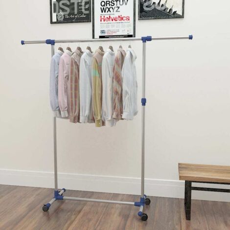 Perchero ajustable acero inoxidable 165x44x150 cm plateado vidaXL