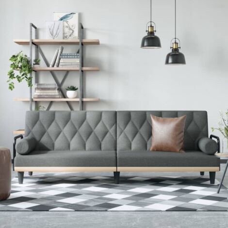 Sofá cama con reposabrazos tela gris oscuro vidaXL (1/5)